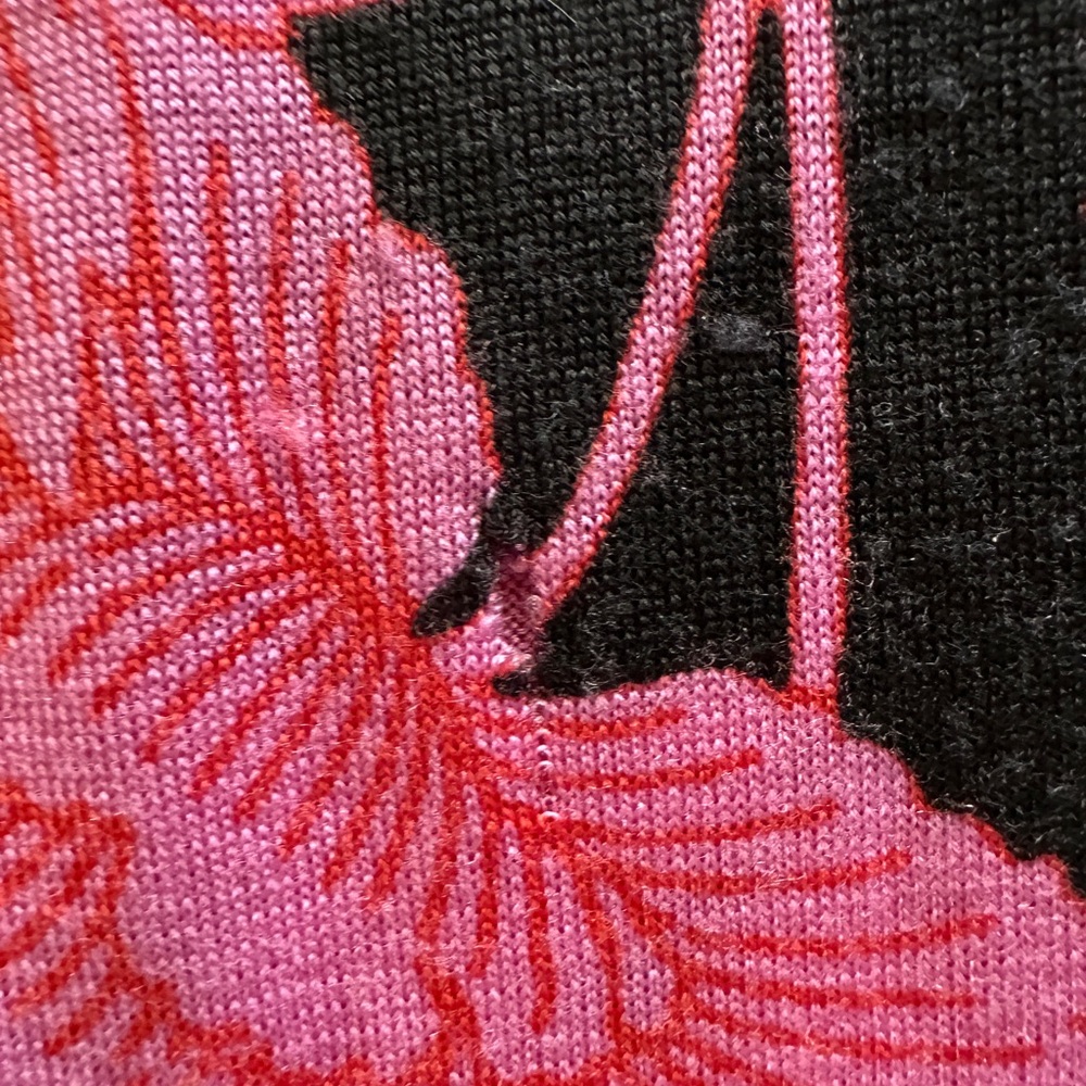 Diane Von Furstenberg Black and Pink Floral Print Knit Dress - Picture 5 of 7